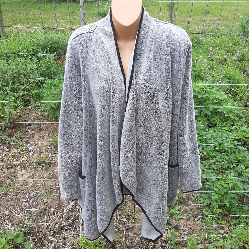 🔥Sleepyheads Ladies L/XL gray soft open front cardigan With Pockets C3